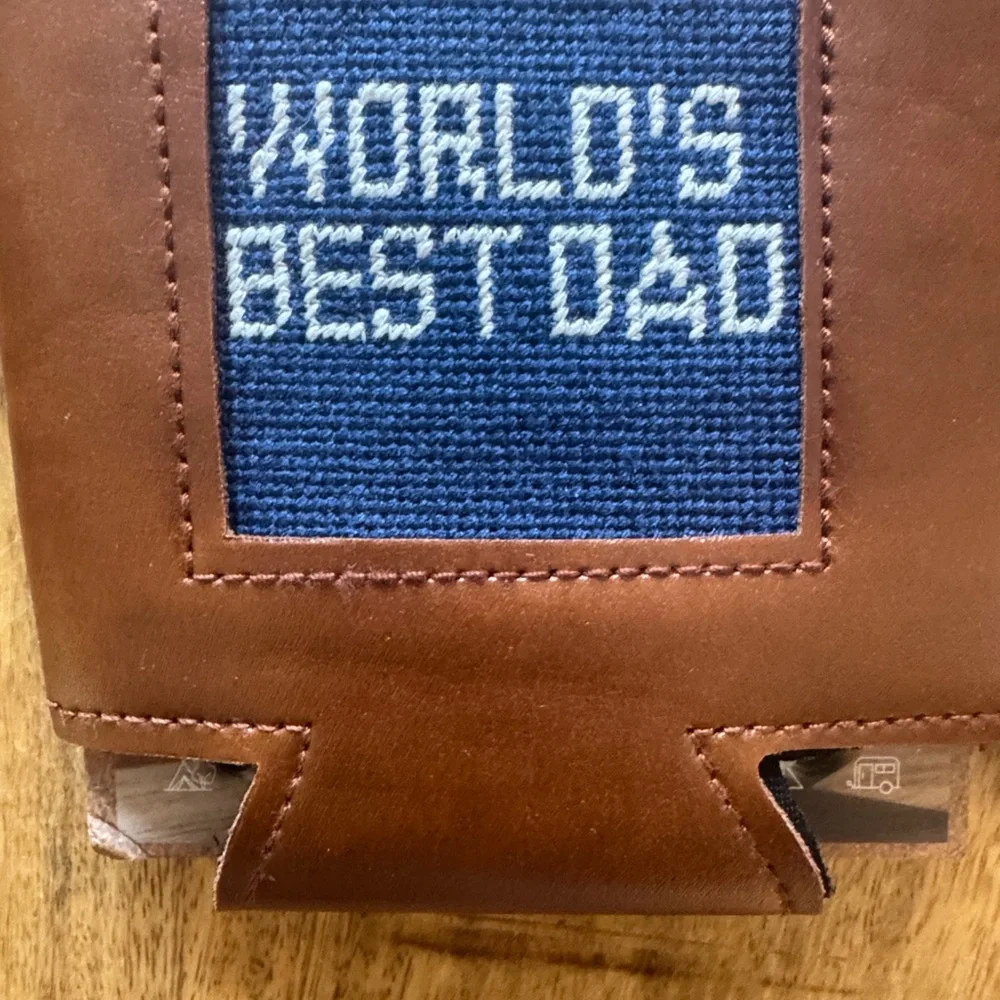 The Kraftsman Co Brown beer Can Cooler coozie coozy Set of 2 worlds best dad #1